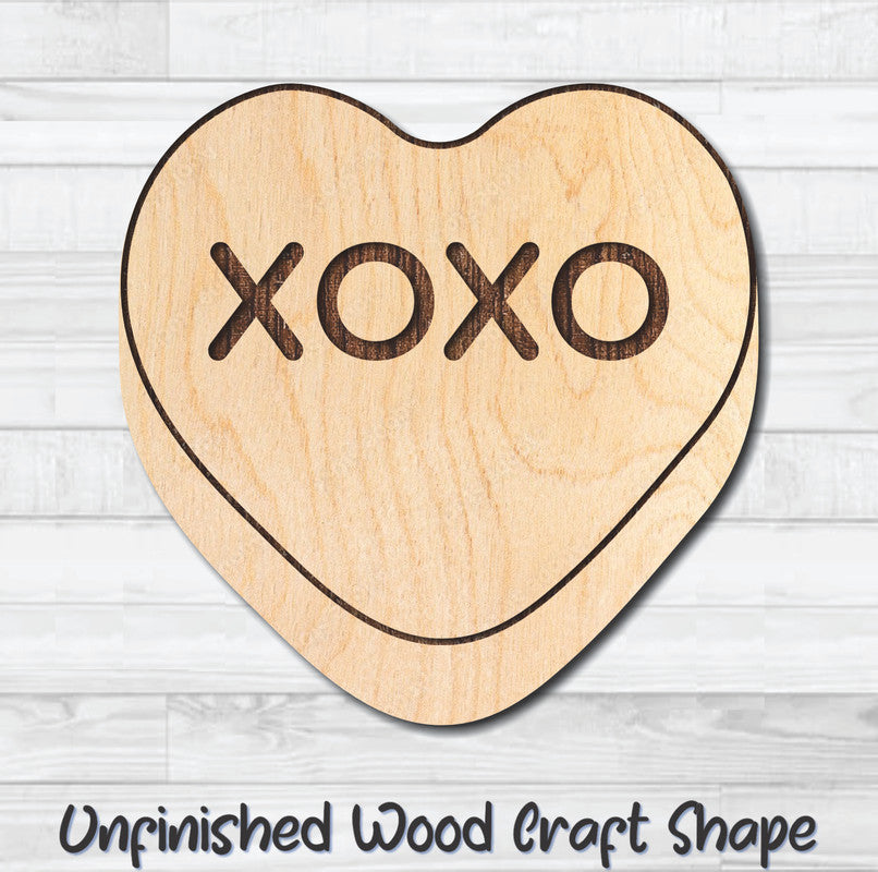 XOXO Conversation Valentine Heart Unfinished Wood Shape Blank Laser Engraved Cutout Woodcraft Craft Supply