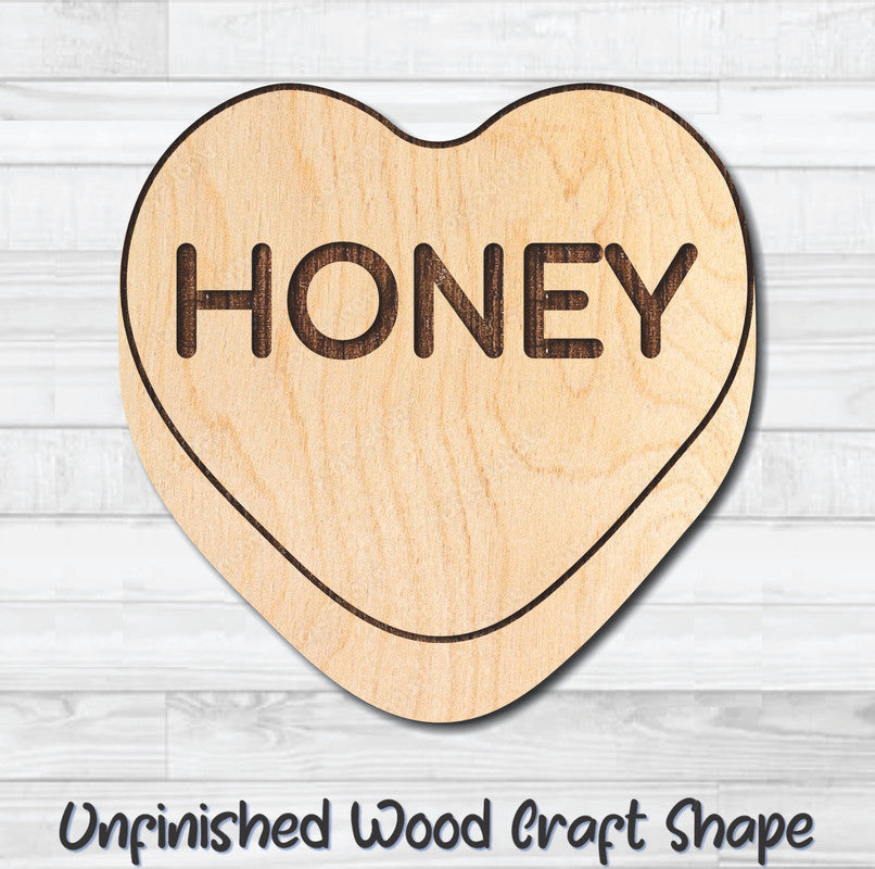 Honey Conversation Valentine Heart Unfinished Wood Shape Blank Laser Engraved Cutout Woodcraft Craft Supply