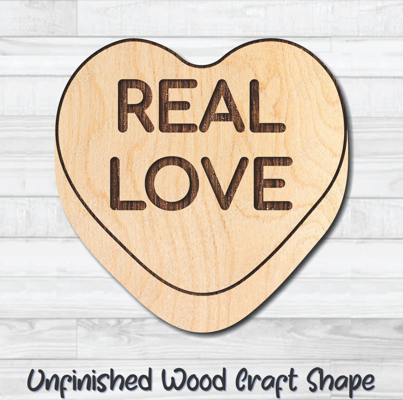 Real Love Conversation Valentine Heart Unfinished Wood Shape Blank Laser Engraved Cutout Woodcraft Craft Supply