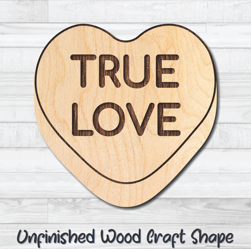 True Love Conversation Valentine Heart Unfinished Wood Shape Blank Laser Engraved Cutout Woodcraft Craft Supply