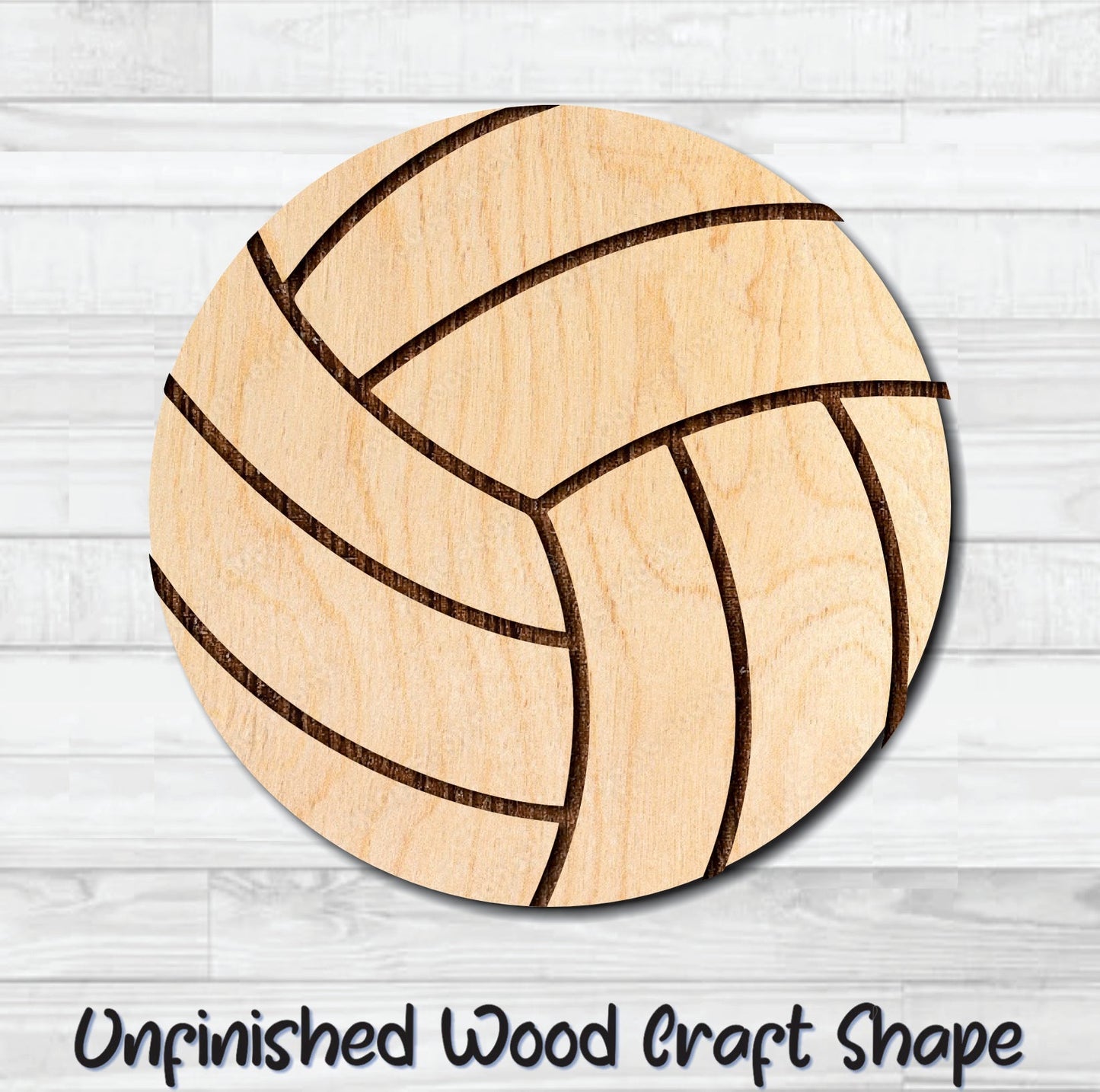 Volleyball Unfinished Wood Shape Blank Laser Engraved Cut Out Woodcraft Craft Supply