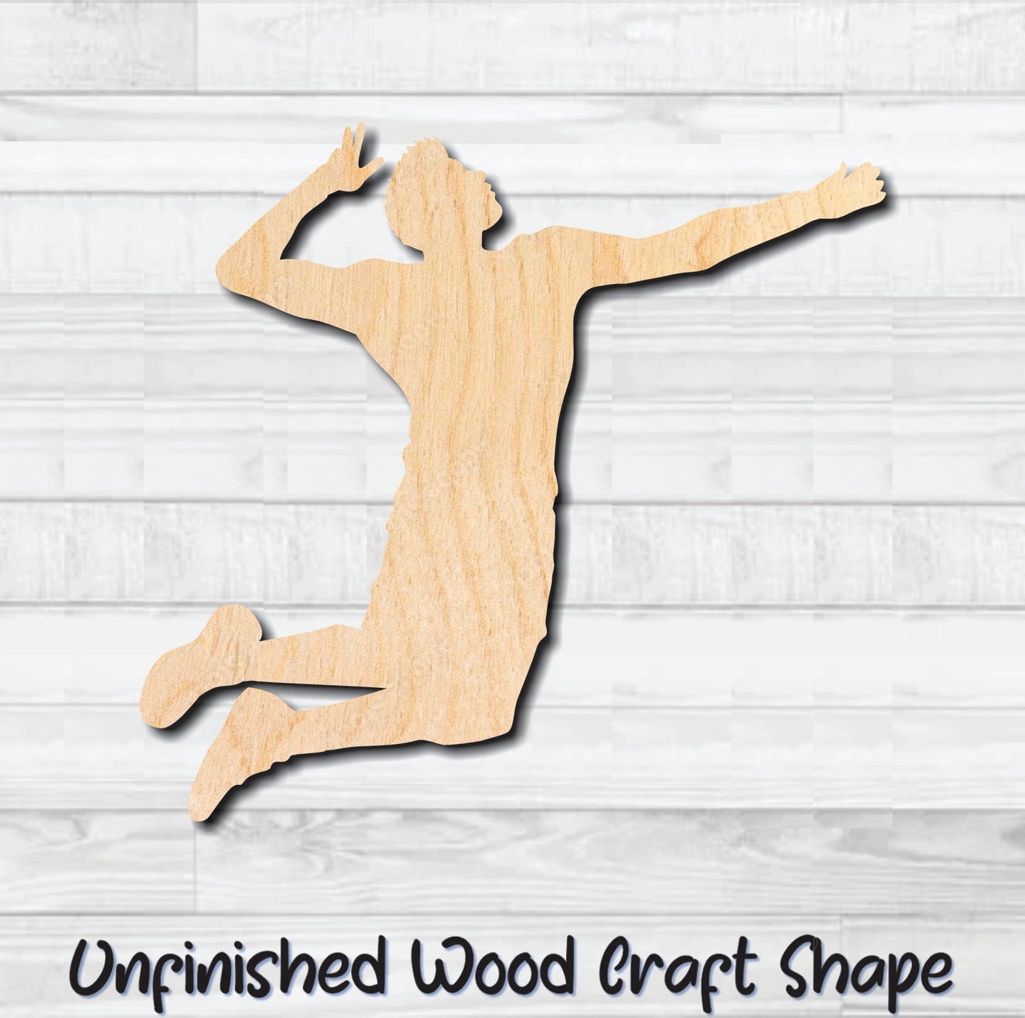 Volleyball Player Unfinished Wood Shape Blank Laser Engraved Cut Out Woodcraft Craft Supply