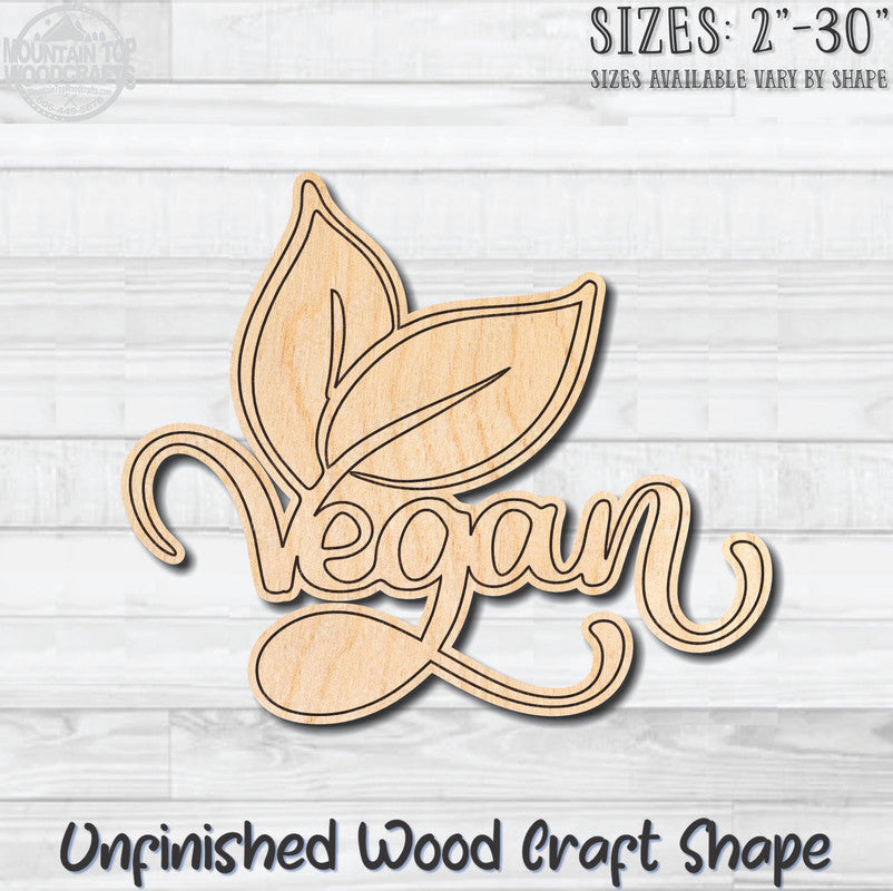 Vegan Wording Badge Unfinished Wood Shape Blank Laser Engraved Cut Out Woodcraft Craft Supply