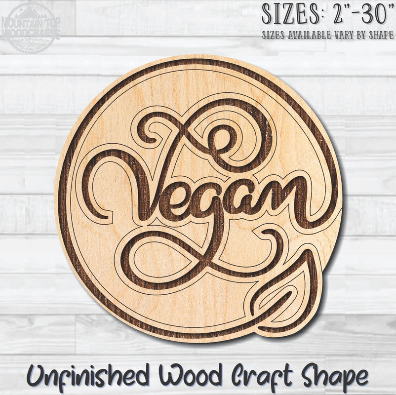 Vegan Badge Unfinished Wood Shape Blank Laser Engraved Cut Out Woodcraft Craft Supply