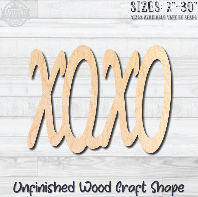 XOXO Unfinished Wood Shape Blank Laser Engraved Cutout Woodcraft Craft Supply