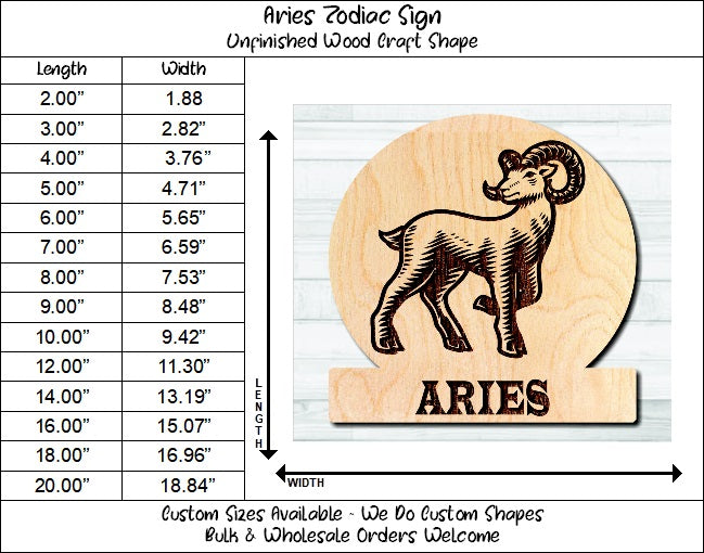 Aries Zodiac Sign Unfinished Wood Shape Blank Laser Engraved Cutout Woodcraft Craft Supply