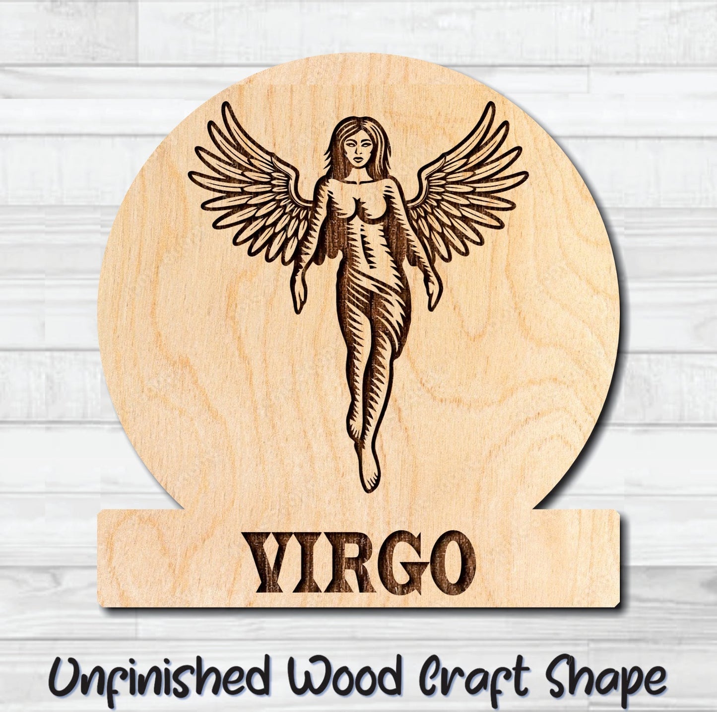 Virgo Zodiac Sign Unfinished Wood Shape Blank Laser Engraved Cutout Woodcraft Craft Supply