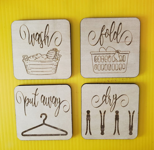 Laundry ~ Wash Dry Fold Put Away Farmhouse ~ Laser Engraved Sign Wood Wall Art