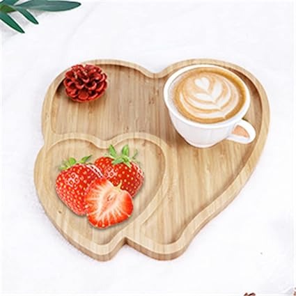 Double Heart Wood Plate - Valentine's Dinner Plate - Wooden Serving Dish