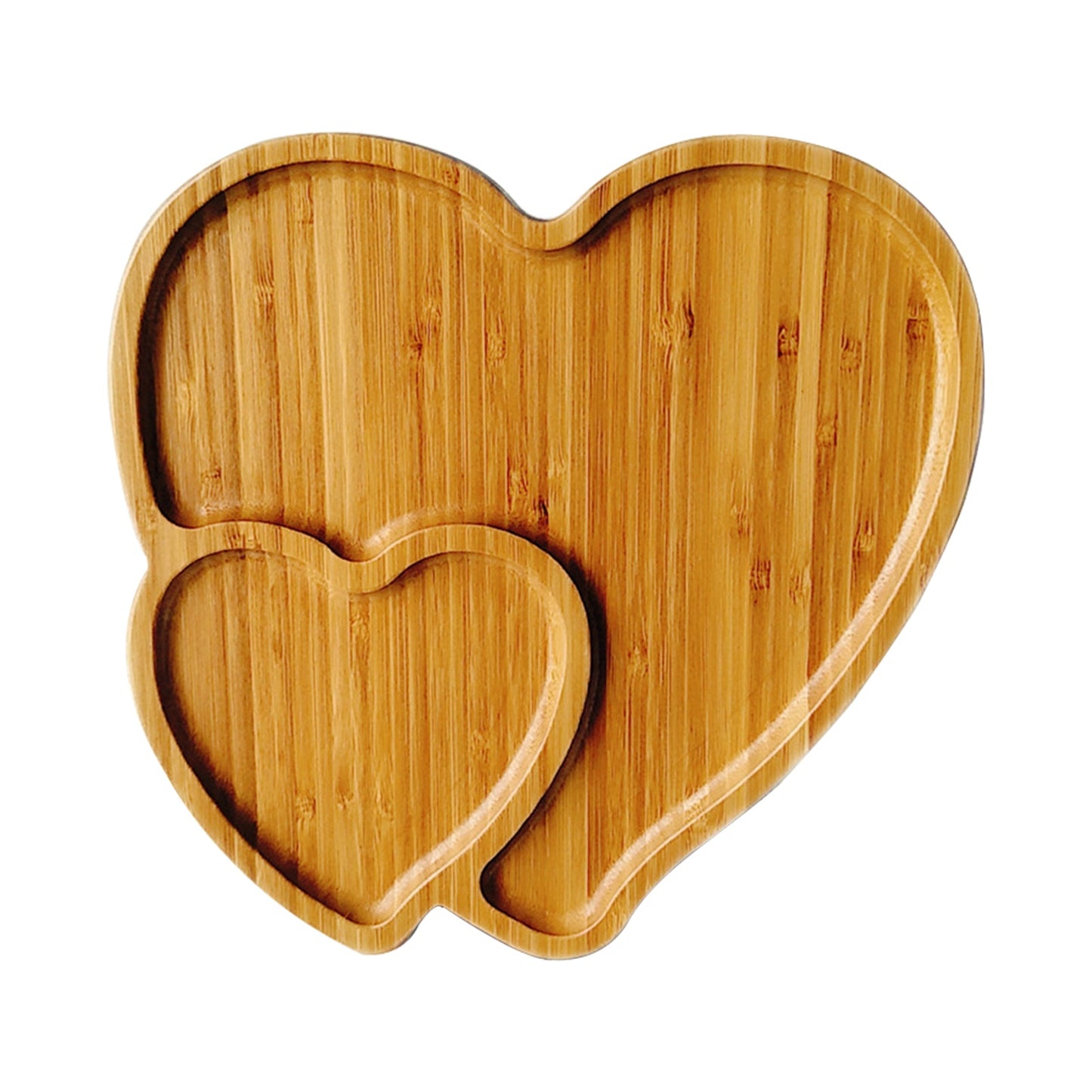 Double Heart Wood Plate - Valentine's Dinner Plate - Wooden Serving Dish