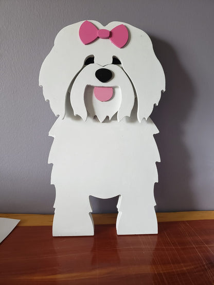 Coton de Tulear Dog Planter - Wooden Planter Box - DIY Kit - Realistic Dog Garden Plant Holder