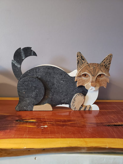 Cat Planter - Wooden Animal Plant Box - DIY Kit - Realistic Cat Garden Plant Holder