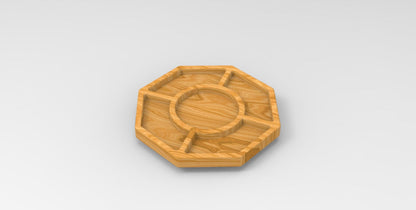 Octagon Wood Divided Dish - 5 Compartment 18" - Cheese Board - Chip & Dip - Divided Bowl - Serving Tray Platter