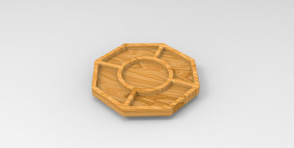 Octagon Wood Divided Dish - 5 Compartment 18" - Cheese Board - Chip & Dip - Divided Bowl - Serving Tray Platter