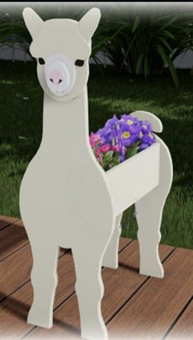 Alpaca Planter Farm Animal - Wooden Planter Box - DIY Kit - Realistic Animal Garden Plant Holder