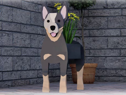 Australian Cattle Dog Planter - Wooden Planter Box - DIY Kit - Realistic Dog Garden Plant Holder