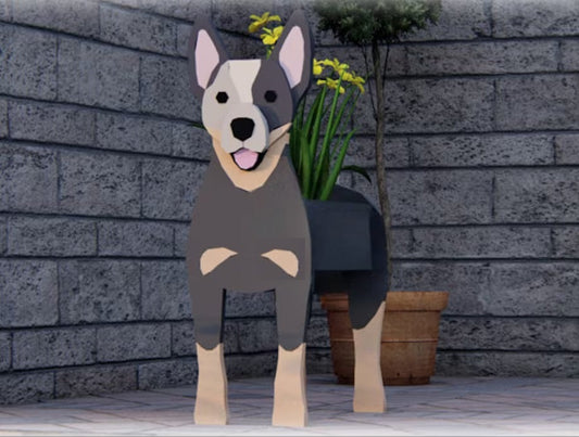 Australian Cattle Dog Planter - Wooden Planter Box - DIY Kit - Realistic Dog Garden Plant Holder