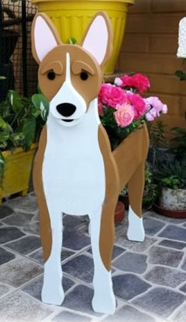 Basenji Dog Planter - Wooden Animal Plant Box - DIY Kit - Realistic Dog Garden Plant Holder