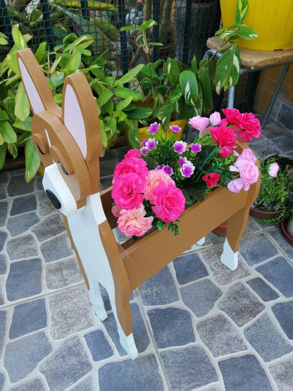 Basenji Dog Planter - Wooden Animal Plant Box - DIY Kit - Realistic Dog Garden Plant Holder