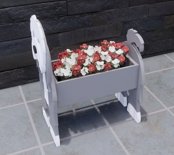 Bearded Collie Dog Planter - Wooden Animal Plant Box - DIY Kit - Realistic Dog Garden Plant Holder