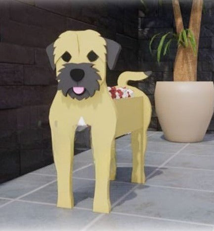Border Terrier Dog Planter - Wooden Animal Plant Box - DIY Kit - Realistic Dog Garden Plant Holder