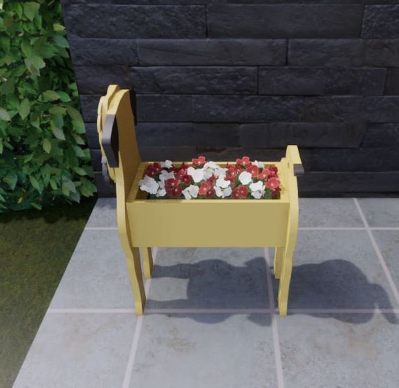Border Terrier Dog Planter - Wooden Animal Plant Box - DIY Kit - Realistic Dog Garden Plant Holder
