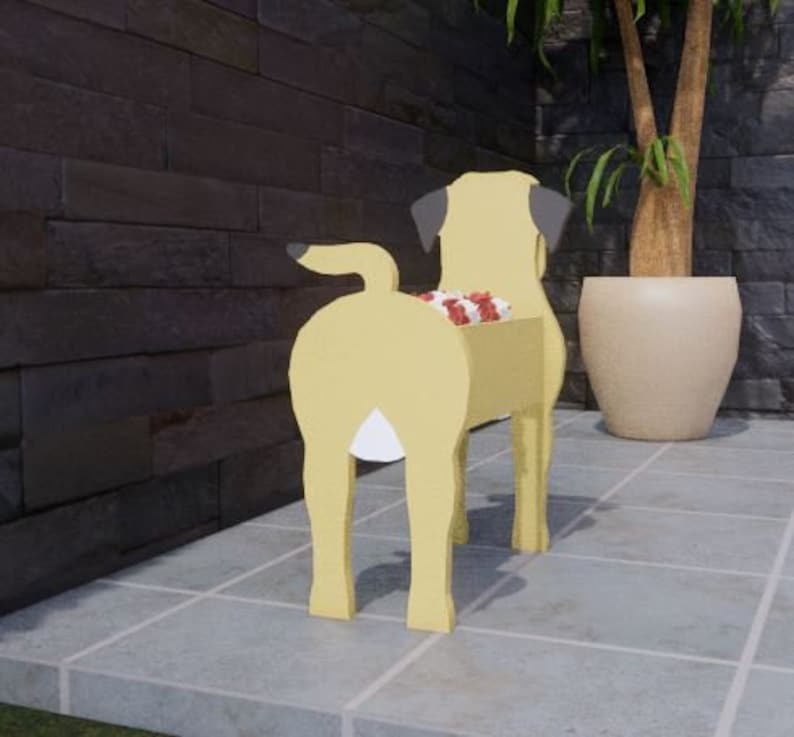 Border Terrier Dog Planter - Wooden Animal Plant Box - DIY Kit - Realistic Dog Garden Plant Holder