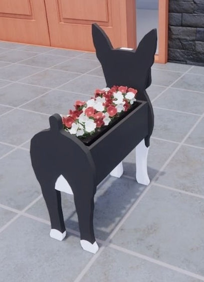 Boston Terrier Dog Planter - Wooden Animal Plant Box - DIY Kit - Realistic Dog Garden Plant Holder