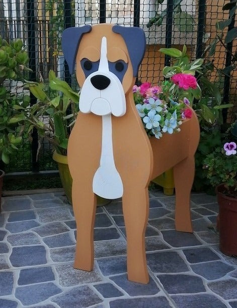 Boxer Dog Planter - Wooden Animal Plant Box - DIY Kit - Realistic Dog Garden Plant Holder