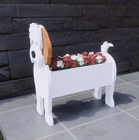 Cavachon Dog Planter - Wooden Plant Box - DIY Kit - Realistic Dog Garden Plant Holder