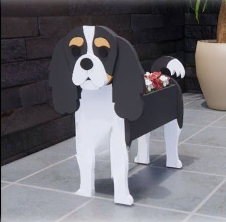 Cavalier King Charles Spaniel Dog Planter - Wooden Planter Box - DIY Kit - Realistic Dog Garden Plant Holder