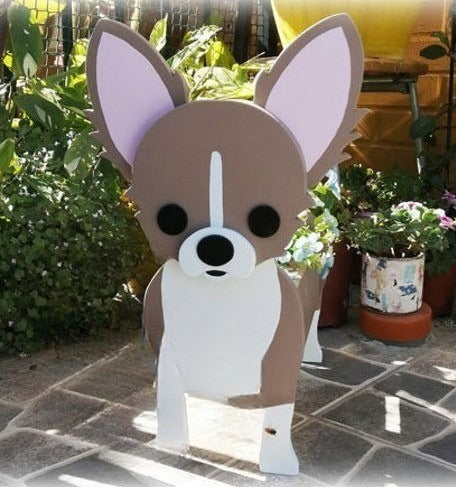 Chihuahua Dog Planter - Wooden Plant Box - DIY Kit - Realistic Dog Garden Plant Holder