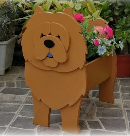 Chow Chow Dog Planter - Wooden Plant Box - DIY Kit - Realistic Dog Garden Plant Holder