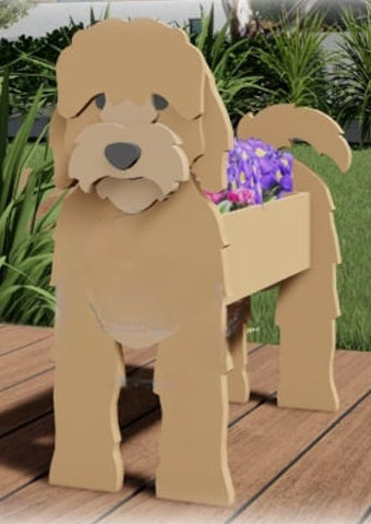 Cockapoo Dog Planter - Wooden Planter Box - DIY Kit - Realistic Dog Garden Plant Holder
