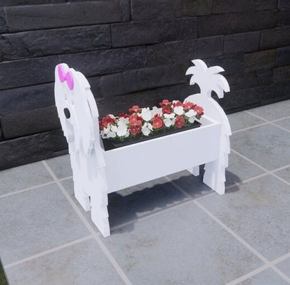 Coton de Tulear Dog Planter - Wooden Planter Box - DIY Kit - Realistic Dog Garden Plant Holder