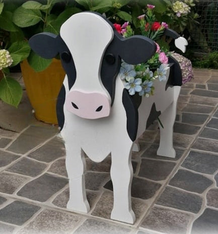 Cow Planter Farm Animal - Wooden Planter Box - DIY Kit - Realistic Animal Garden Plant Holder