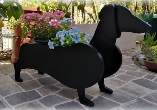 Dachshund Dog Planter - Wooden Planter Box - DIY Kit - Realistic Dog Garden Plant Holder
