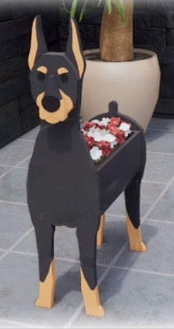 Doberman Pinscher Dog Planter - Wooden Animal Plant Box - DIY Kit - Realistic Dog Garden Plant Holder