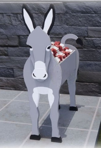Donkey Planter Farm Animal - Wooden Planter Box - DIY Kit - Realistic Animal Garden Plant Holder