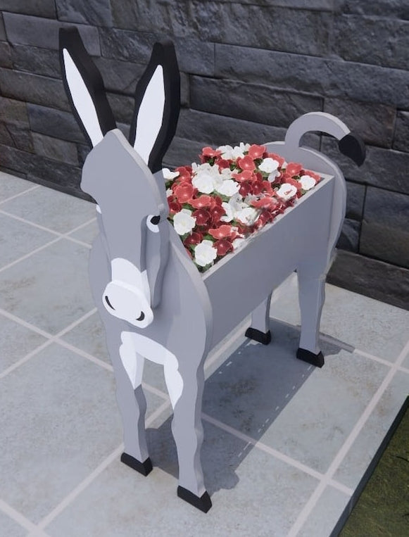 Donkey Planter Farm Animal - Wooden Planter Box - DIY Kit - Realistic Animal Garden Plant Holder