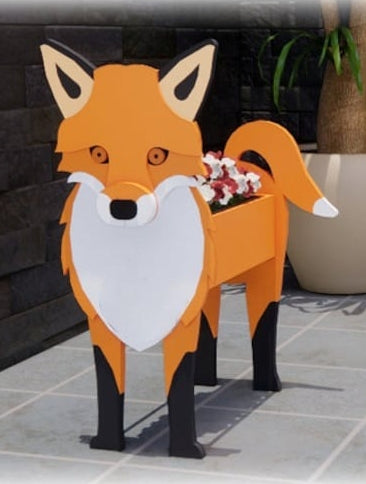 Fox Planter - Wooden Planter Box - DIY Kit - Realistic Animal Garden Plant Holder