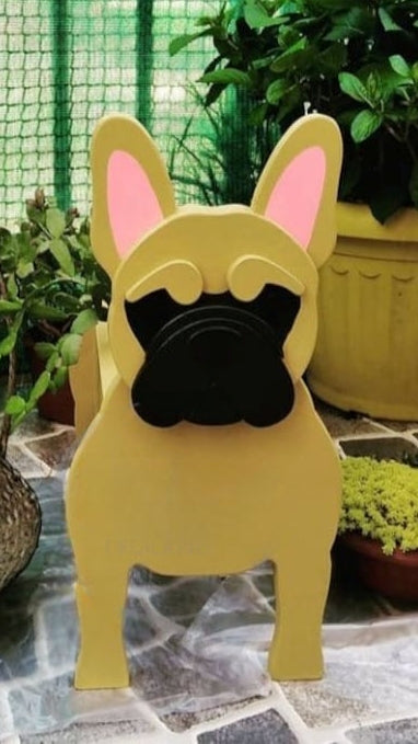 French Bulldog Dog Planter - Wooden Plant Box - DIY Kit - Realistic Dog Garden Plant Holder