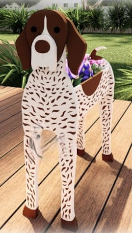 German Shorthaired Pointer Dog Planter - Wooden Planter Box - DIY Kit - Realistic Dog Garden Plant Holder