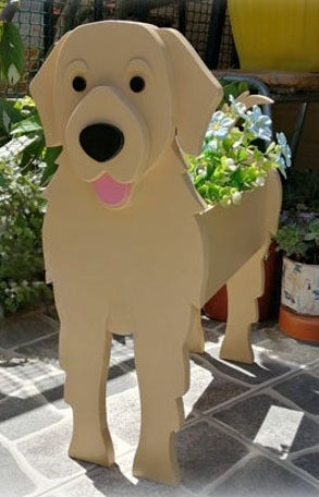Golden Retriever Dog Planter - Wooden Planter Box - DIY Kit - Realistic Dog Garden Plant Holder