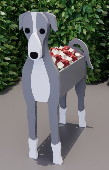 Greyhound Dog Planter - Wooden Planter Box - DIY Kit - Realistic Dog Garden Plant Holder