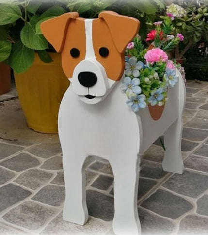 Jack Russell Terrier Dog Planter - Wooden Planter Box - DIY Kit - Realistic Dog Garden Plant Holder