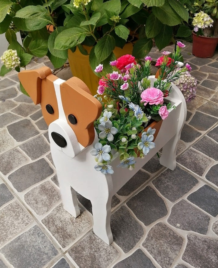 Jack Russell Terrier Dog Planter - Wooden Planter Box - DIY Kit - Realistic Dog Garden Plant Holder
