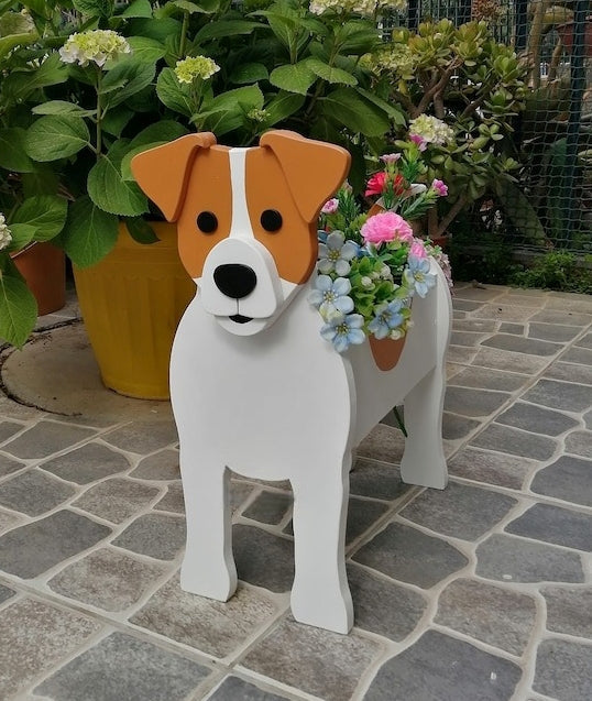 Jack Russell Terrier Dog Planter - Wooden Planter Box - DIY Kit - Realistic Dog Garden Plant Holder