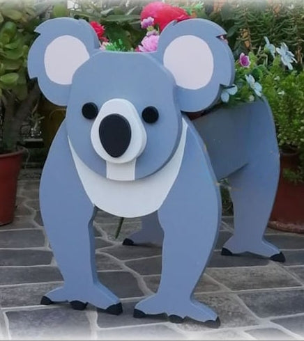 Koala Bear Planter - Wooden Planter Box - DIY Kit - Realistic Animal Garden Plant Holder