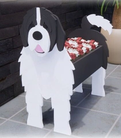 Newfoundland Dog Planter - Wooden Planter Box - DIY Kit - Realistic Dog Garden Plant Holder